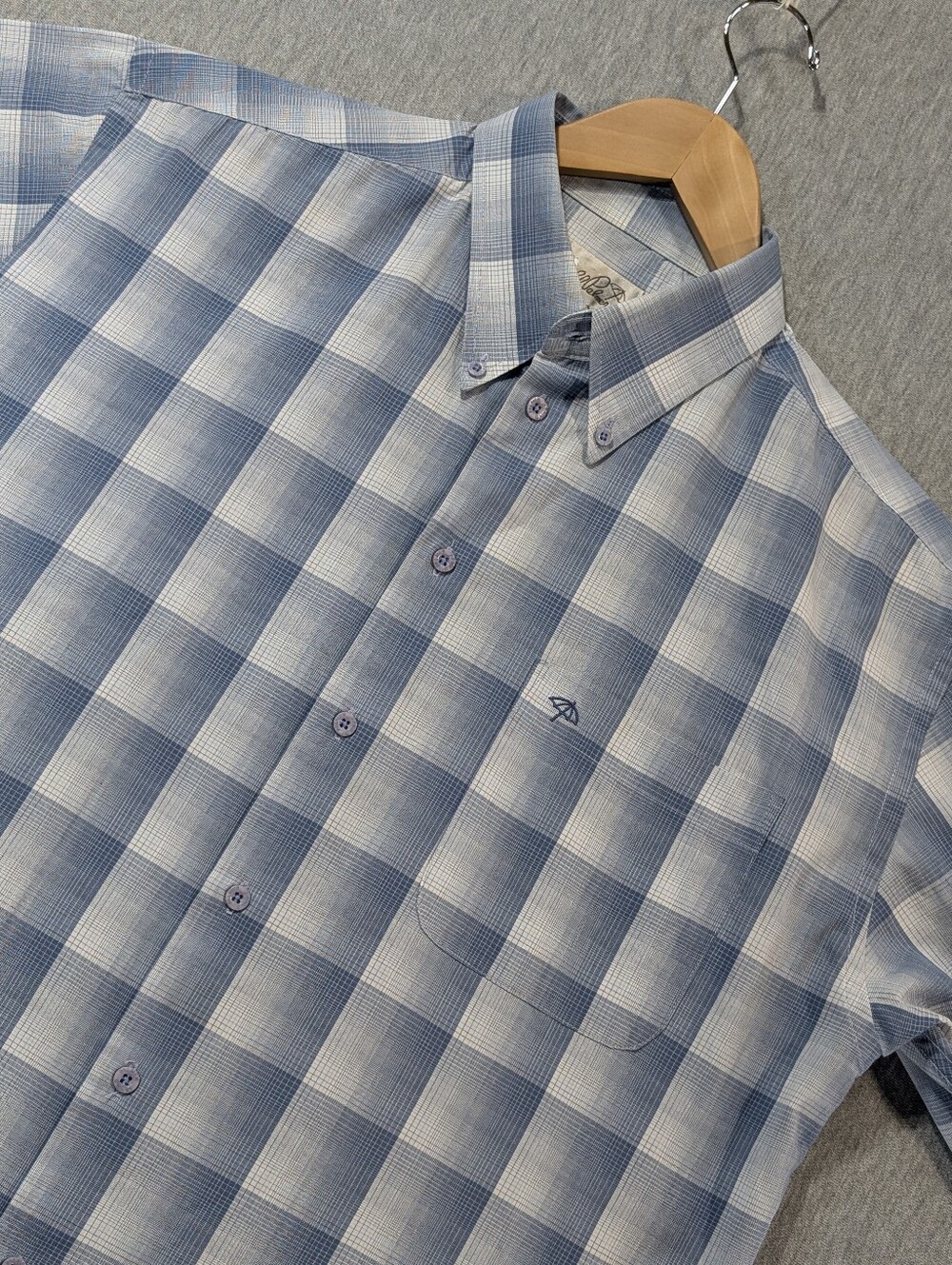 Arnold Palmer Plaid Button Down Shirt Men's Large Blue White